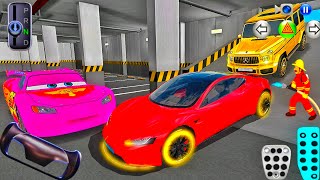 New Red Tesla EV Stuck in Parking Garage🚗🅿️ - 3D Driving Class 2026 - Best Android iOS Gameplay🎮 screenshot 4
