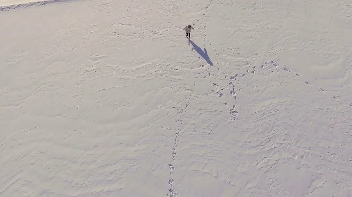 happy girl falls down at snow to create a snow angel