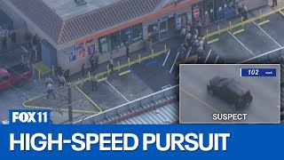 Gas station evacuated during police chase