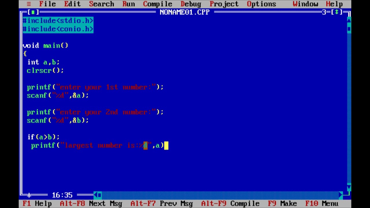 PROGRAM 007 || C Program to accept two number and print largest among ...