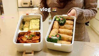 vlog |  집순이의 겨울 집밥 모음집 🍣 야식으로 마라엽떡과 짜빠구리 먹는 자취생, 도시락으로 롤유부초밥, 명란 오차즈케, 부타동 🍜 ❤️