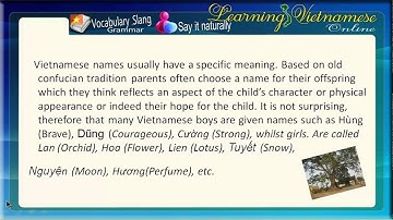 learning vietnamese-The name in vietnamese