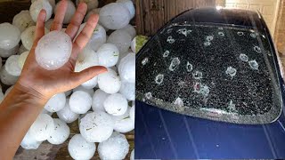 Incredible Ice Stones Falling From Sky Destroyed Beijing ,China Giant Hail Destroys Cars.