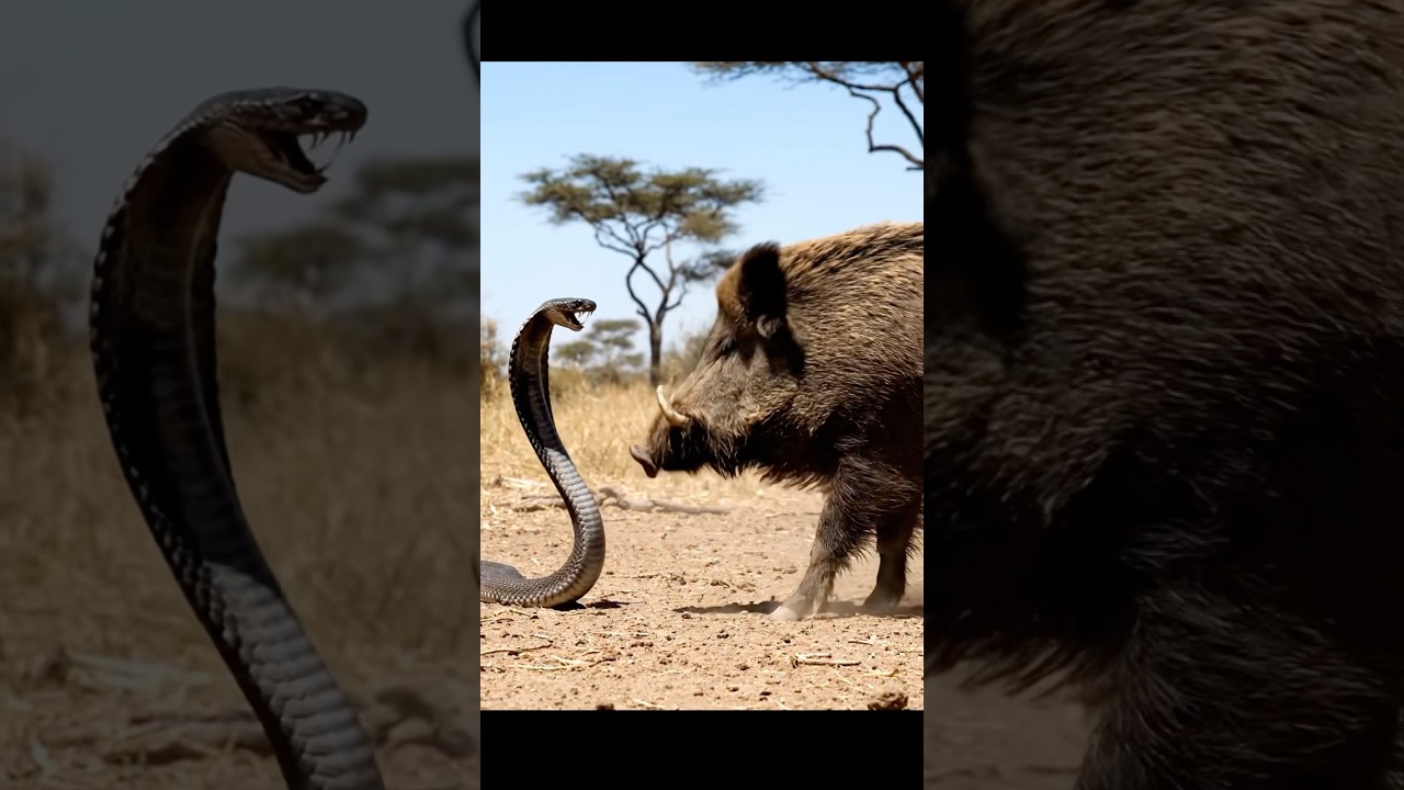 Wild boar vs cobra.. wait for it.. 