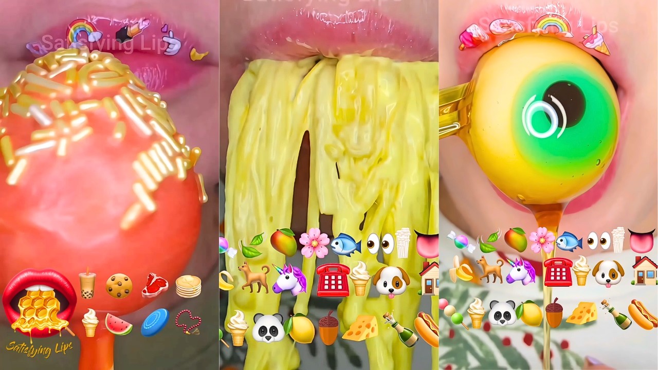 Satisfying ASMR Eating Emoji Food Compilation Mukbang - YouTube
