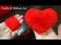 Super Easy Pom Pom Heart Making Idea with Fingers - Amazing Valentine's Day Crafts-  DIY Yarn Heart