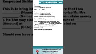 Authorization Letter to Claim Money