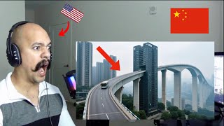 Americanos reagem a China Faca um passeio de onibus no viaduto de 30 andares mai