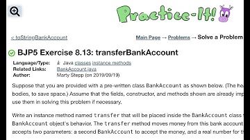 Java Practice It | Exercise 8.13 transferBankAccount | classes, instance methods