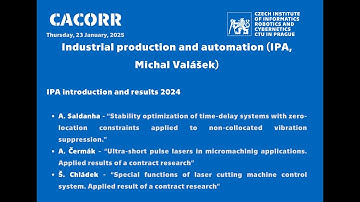 CACORR 2025 - Industrial production and automation (IPA, Michal Valášek)
