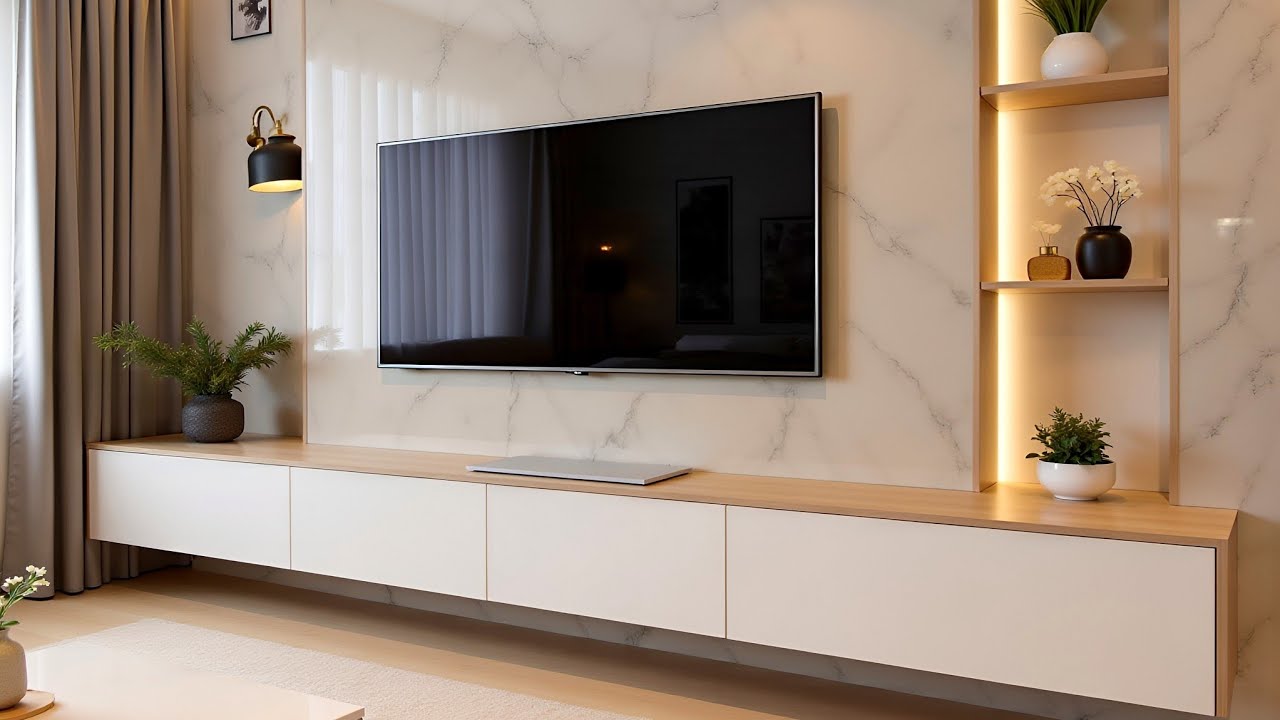 Modern TV Wall Design Ideas 2025 | Stylish TV Stand & Floating Unit for Elegant Living Room Decor
