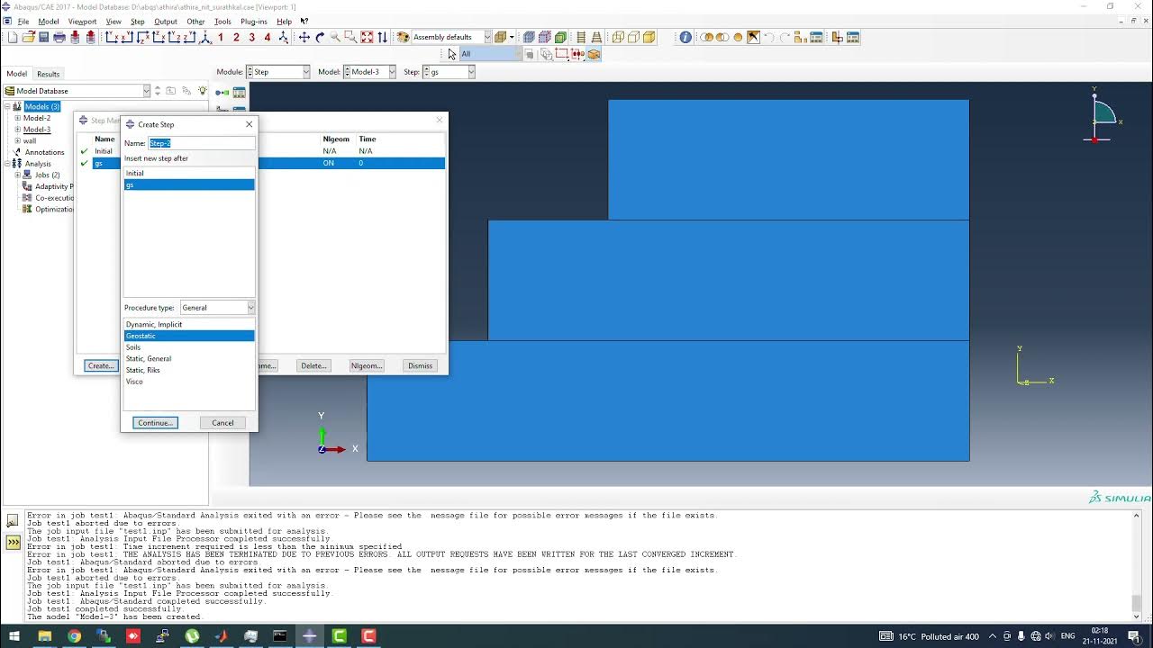 Sequantial construction using model change interaction in ABAQUS ...