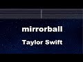 Practice karaoke mirrorball  taylor swift with guide melody instrumental lyric bgm