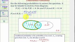 Ex 3: Determine a Conditional Probability Using a Venn Diagram - P(not B|A)