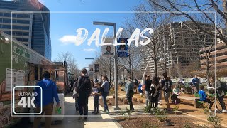 Walking in Dallas Downtown, Texas 4K, &quot;AT&amp;T Plaza, Where to Find the Best Food Trucks in Dallas &quot;