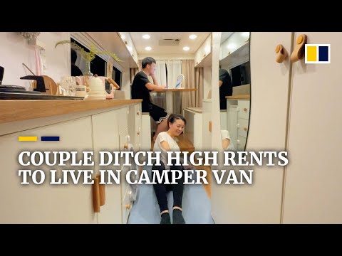 Chinese couple ditch high rents to live in camper van