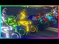 GTA ONLINE TRON DLC FREEMODE SPECIAL - RAINBOW SHOTARO CHALLENGE, EXPENSIVE NEON VEHICLES & MORE!