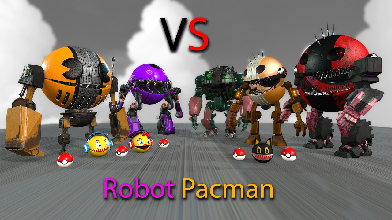 PACMAN VS ROBOT MONSTER PAC MAN VS CARTOON CAT PAC MAN