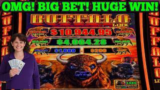 OMG! BIG BET! HUGE WIN! CHASING FREE FEATURE ON BUFFALO LINK SLOT PAYS OFF | Las Vegas Slots