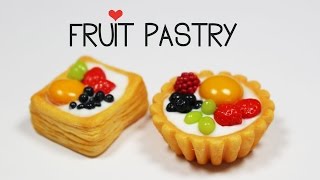 polymer clay Fruit Pastry TUTORIAL ( puff pastry tart ) | polymer clay food