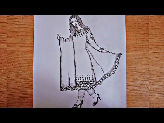 How to draw a traditional Girl wearing suit and salwar  Pencil sketch for  beginner  Easy drawing  YouTube