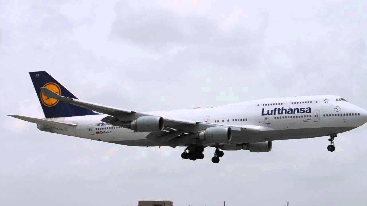 Lufthansa 747 landing at Miami international,FL - YouTube