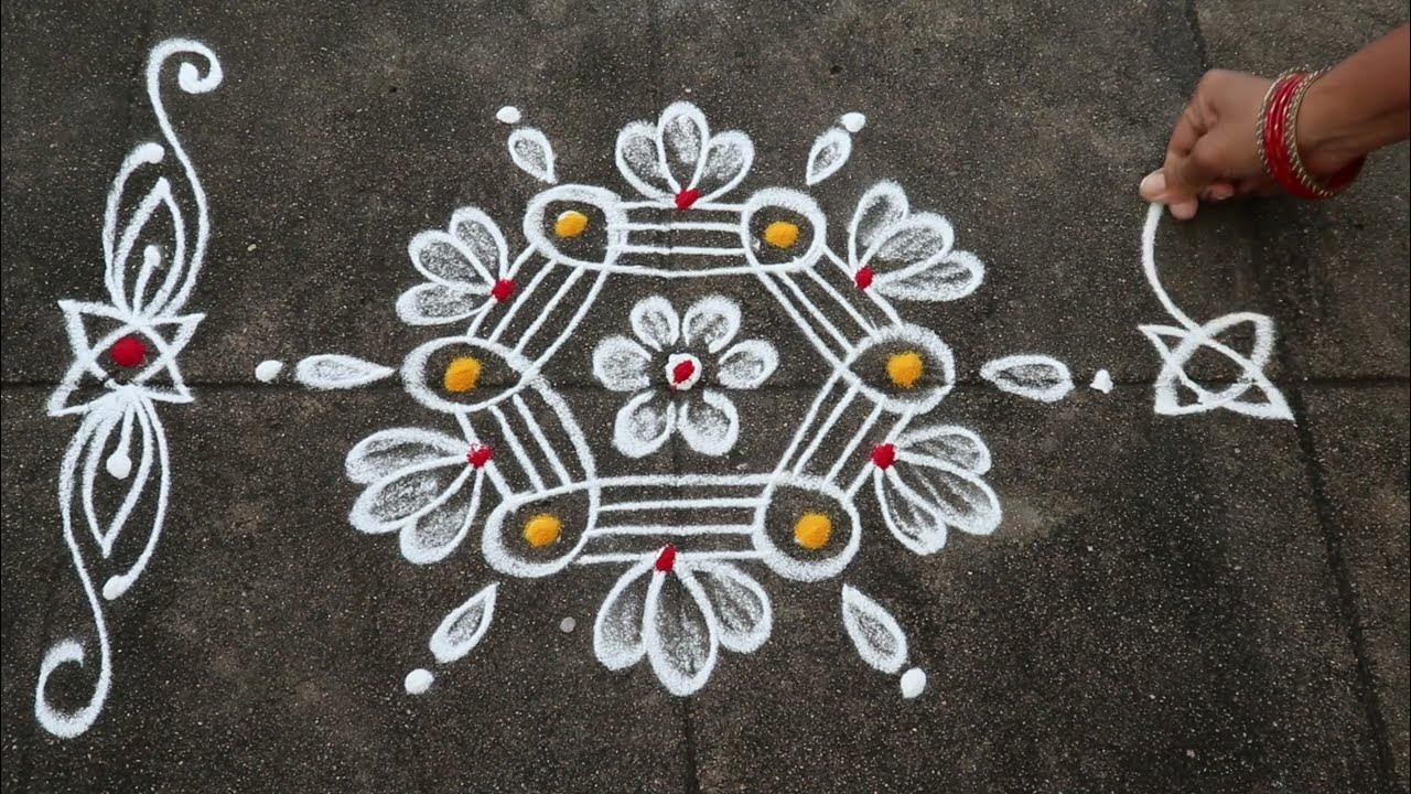 2 Min Rangoli Designs3x2 dots Easy & Small MugguluDaily ...