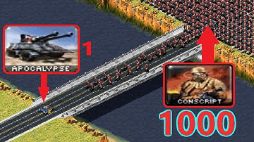 Can Apocalypse defend the bridge? vs 1000 Conscripts - Red Alert 2