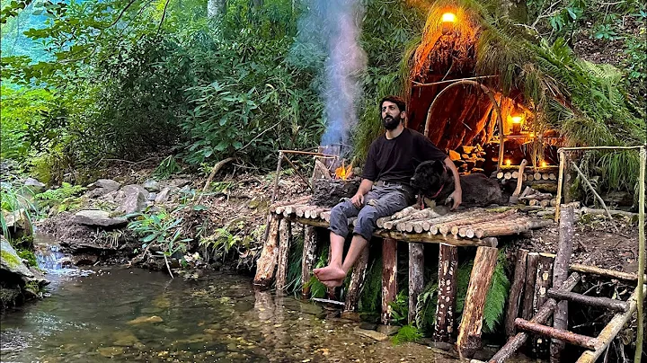 7 Days SOLO SURVIVAL CAMPING In RAIN Forest, THUNDER - Building Warm BUSHCRAFT SHELTER - Cooking