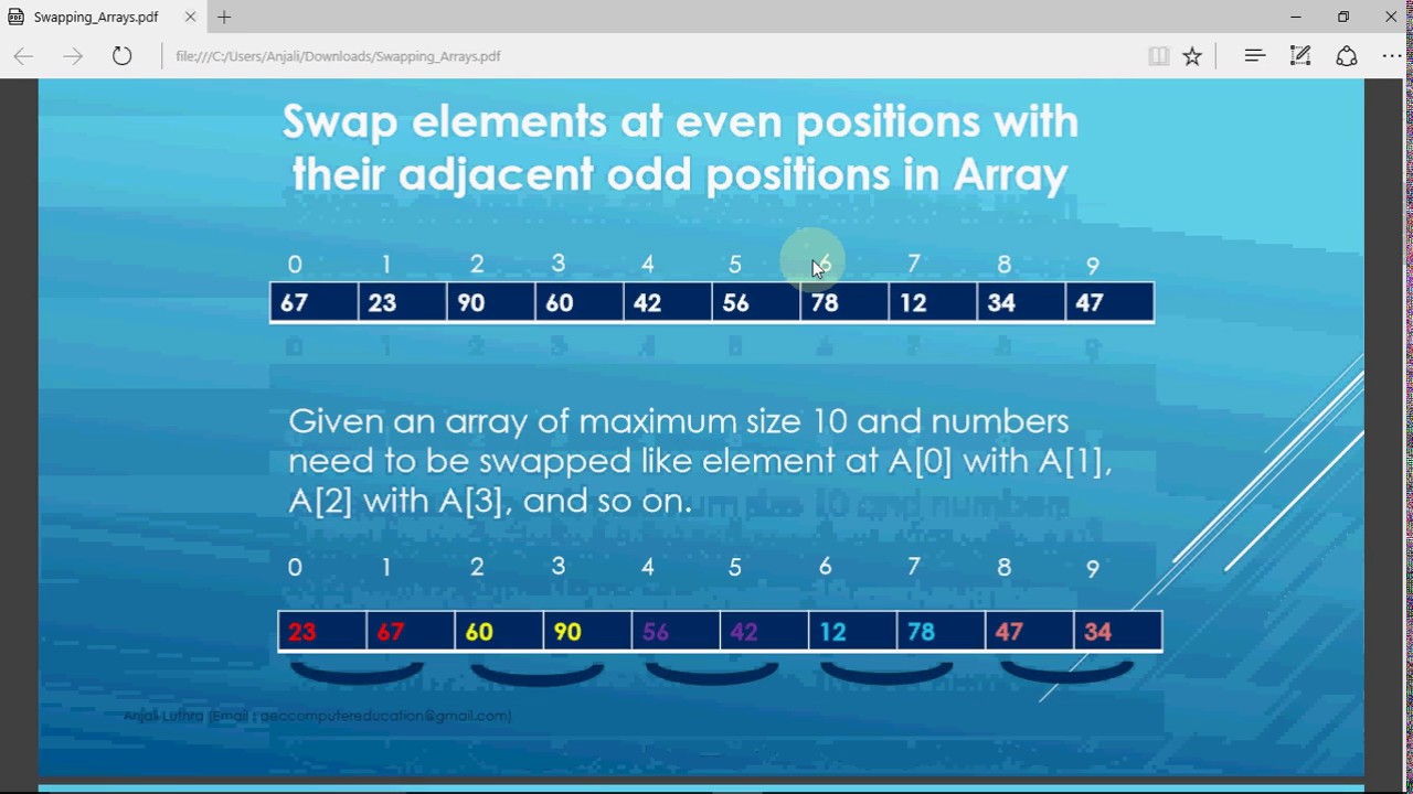 How To Swap Elements In An Array In C