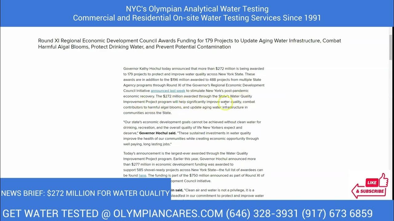 Water Analysis Near Me in Manhattan Governor Hochul 272 Million for