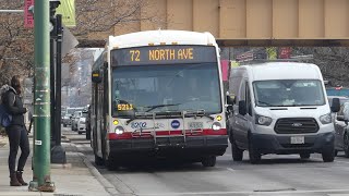 CTA Bus: 2017 Nova-LFS & 2009 New Flyer D40LF Route 72 Buses at Halsted/North