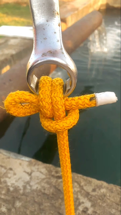 loop knot securing wrench with yellow rope/#howto#ropeknots#rope