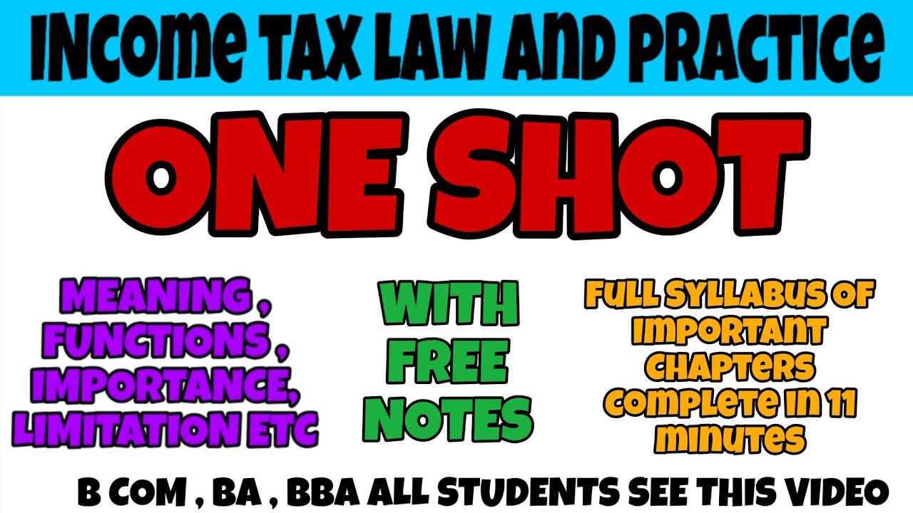 BCOC 136 - Income Tax Law And Practice ONE SHOT With Free Notes in 11 Minutes Important Chapters