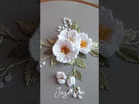 How to embroider a Jasmine flower - YouTube