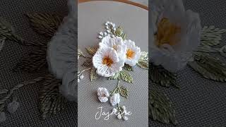 3D Jasmine Flowers Embroidery. Beadwork SHORT
