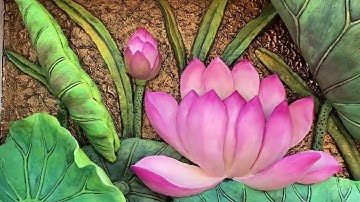 Quá trình lên màu tranh phù điêu xi măng đắp nổi kênh bong SEN HẠC DIÊN NIÊN - Huy Hiếu 0344909234