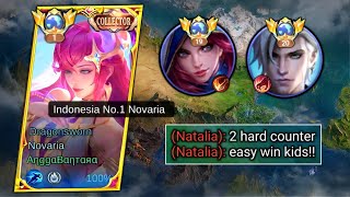 HARD MATCH! NOVARIA SOLO RANKED VS 2 HARD COUNTER NATALIA+AAMON WHO WILL WIN?? | MOBILE LEGENDS