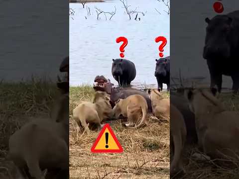 لماذا لم يساعدوه الأسود تهاجم فرس النهر