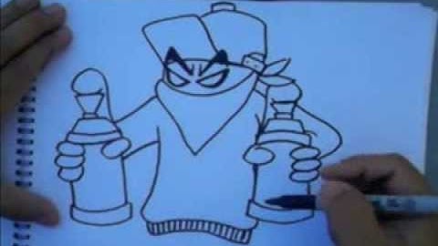 How to Draw graffiti character holding spraycans by my brother Wizard