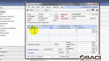 Microsoft Dynamics GP Standard Purchase Order Entry