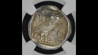 Athenian Owl Tetradrachm  Ancient Coin from 5th Century BC !
