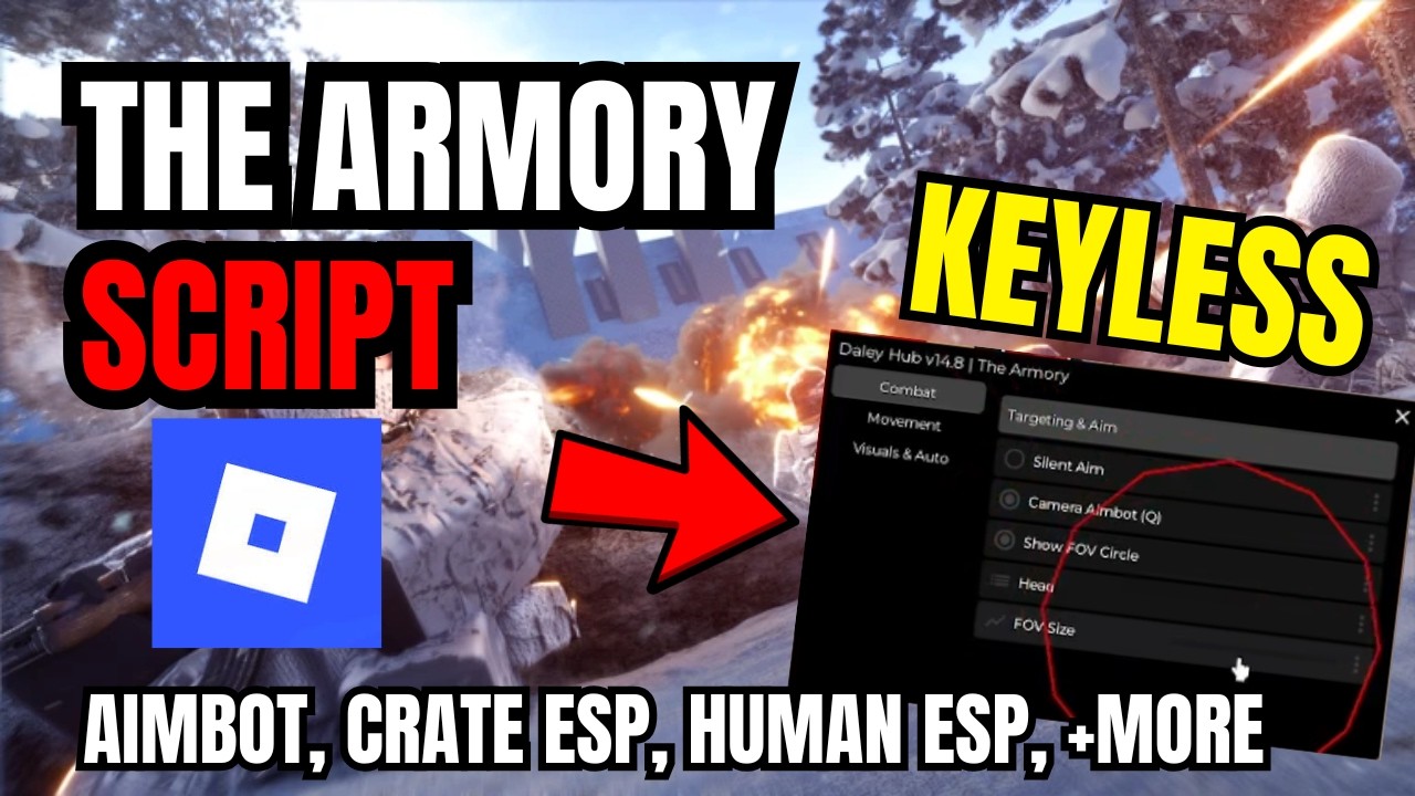 [ NEW, No Key! ] Roblox The Armory OP Script Hub | Crate Esp, Aimlock ...