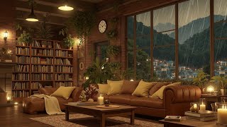Rainy Cafe Jazz Ambiance ~ Cozy Loft Living Room Coffee Shop Music