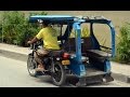 мотоколяска с креплением к маятнику на 10 человек. Мототакси.  Motorcycle taxi in the Philippines.