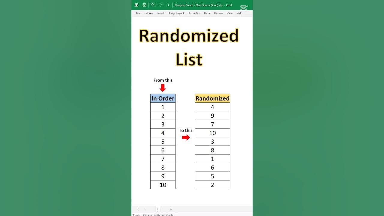 Excel trick create a randomized list column excel youtube