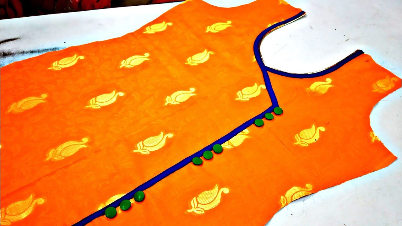 Angrakha with patti & Buttons neck design cutting and stitching in ...