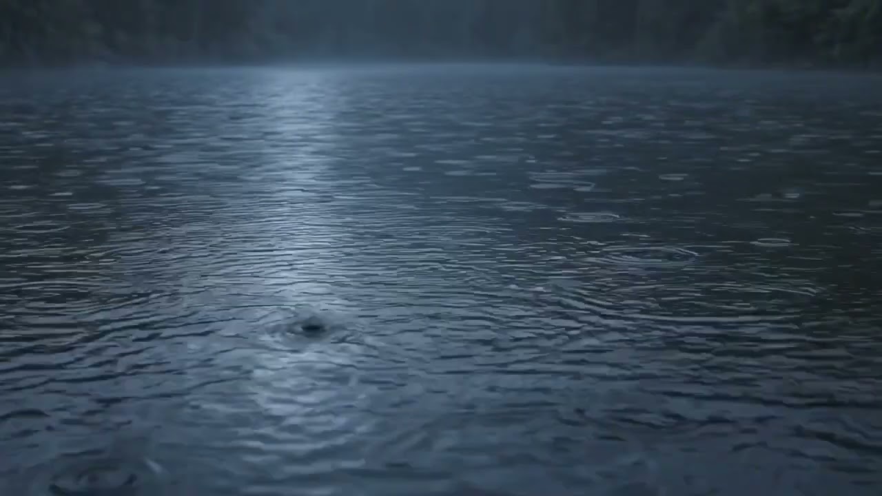 Light Thunderstorm Over a Calm Lake | Gentle Rain & Distant Thunder (4 Hours)