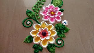 simple rangoli design|| Beginners rangoli design|| Rangoli by kalai