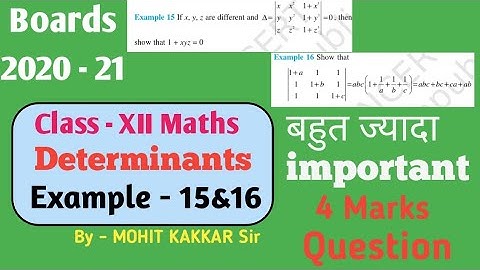 Example - 15&16 Determinants Class 12th Chapter 4 Important Question For Boards 2020 - 21